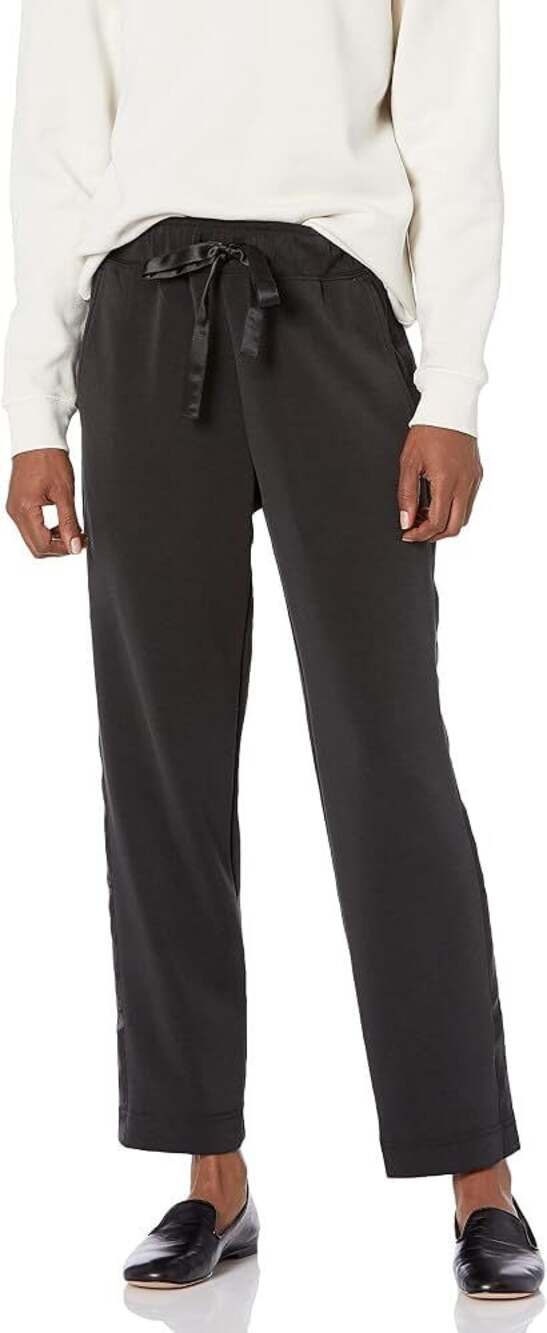 Club‎ Monaco Women's Black Modal Blend Jogger Pants with Satin Side Stripe